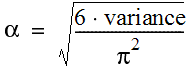 Formula for variance.