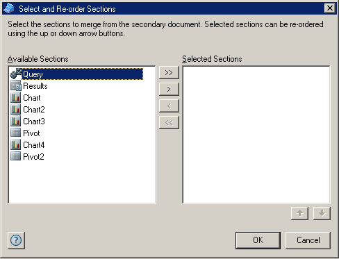 The image shows a sample Select and Reorder Sections dialog box.
