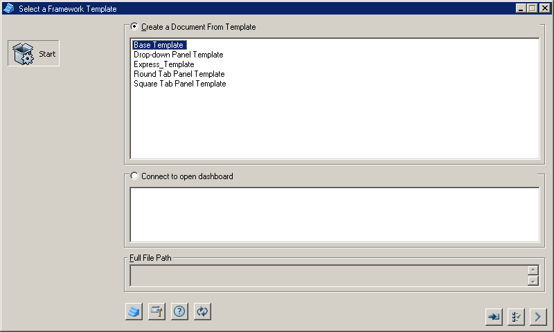 The image shows a sample Select a Framework Template window.