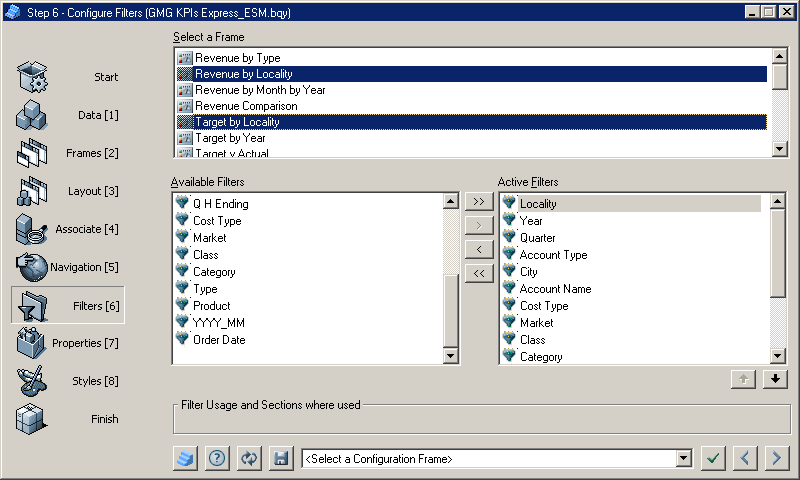 The images shows the dialog box for Step 6: Configure Filters.