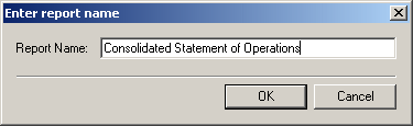 Image shows Enter report name dialog box.