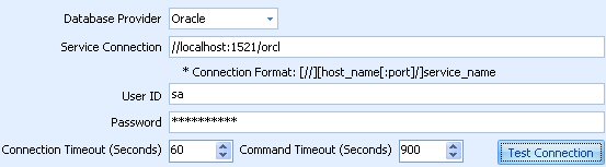 Oracle database provider connection.