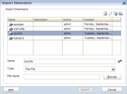 Import Dimensions dialog box.