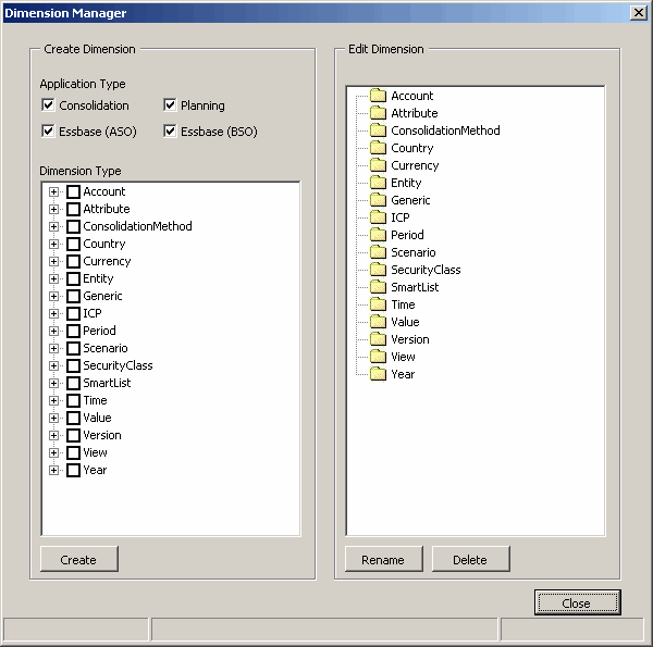 Dimension Manager dialog box.