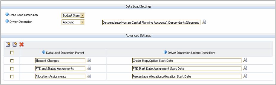 Data Load Settings in Planning.