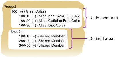 This image illustrates the members that are in the undefined area and shared members in the defined area, as described in the text preceding the image.