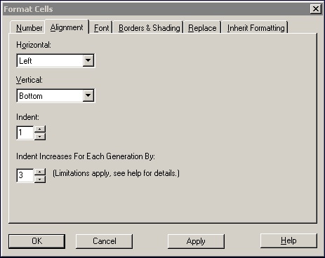 Alignment Tab in the Format Cells Dialog Box