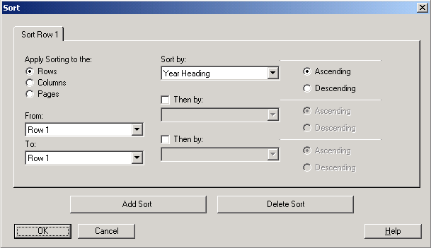 Sort Dialog Box