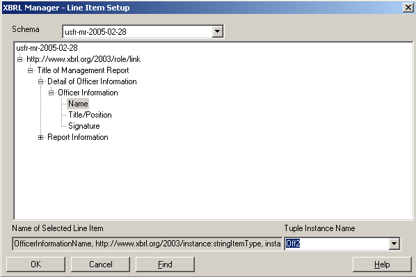 The image shows the selected schema in the Schema drop-down.