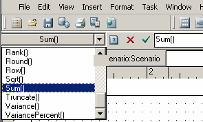 The image shows  the drop-down menu on the formula bar.