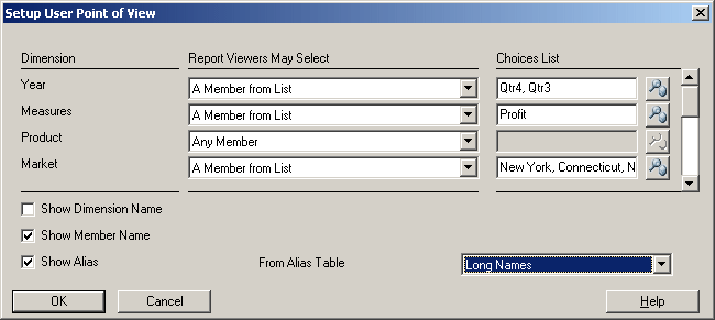 Setup User Point of View Dialog Box