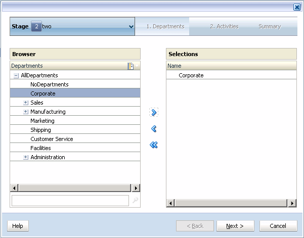 Select the first member of the intersection, and use the Add arrow to move it to the Selections column.