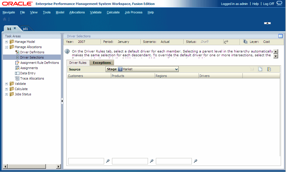 The Exceptions tab is used to select a driver for a single intersection.