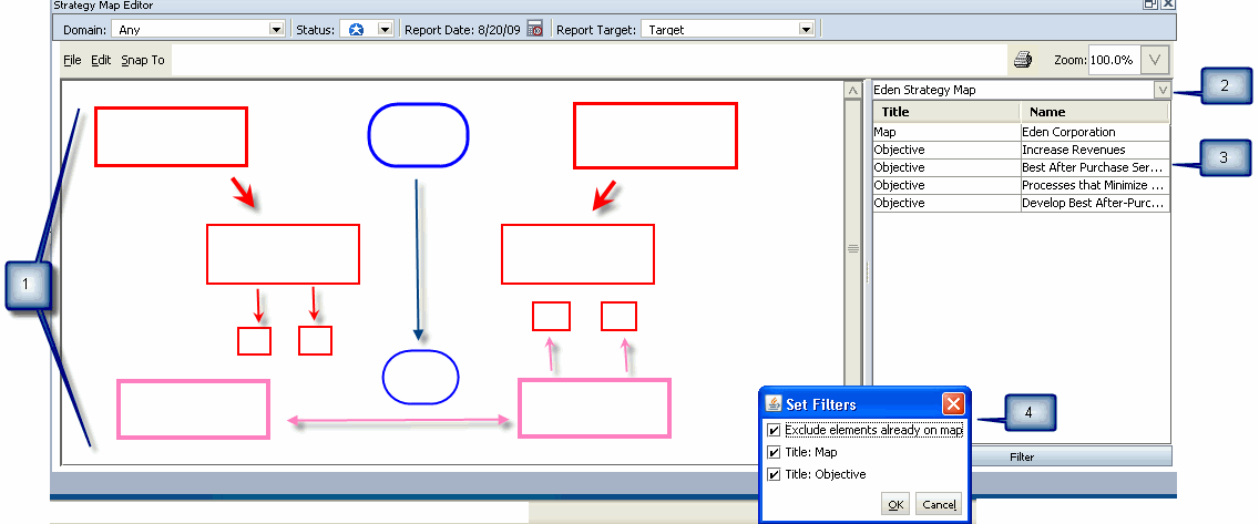 The file StrategyMapEditor.gif displays the editor tools that you will use to build strategy maps