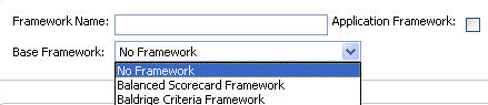 The file baseframework.gif displays the Balanced Scorecard and Baldridge Criteria frameworks provided that you can use as the basis of your application.