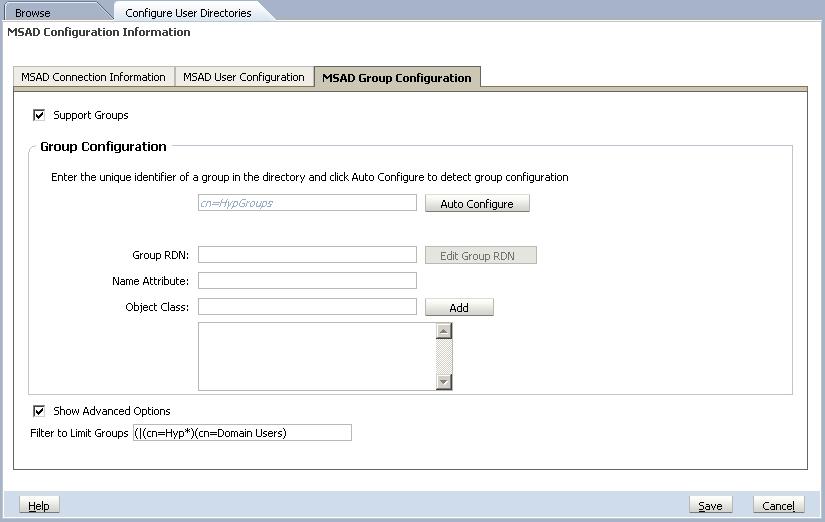 Illustration of Group Configuration screen