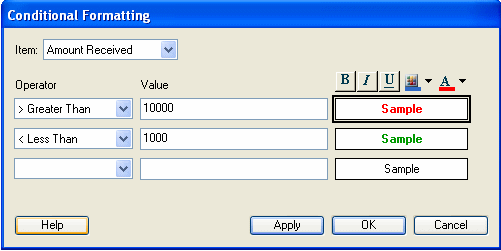 Image shows the Conditional Formatting dialog box.