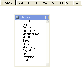 Image shows relational query used for a drill through.