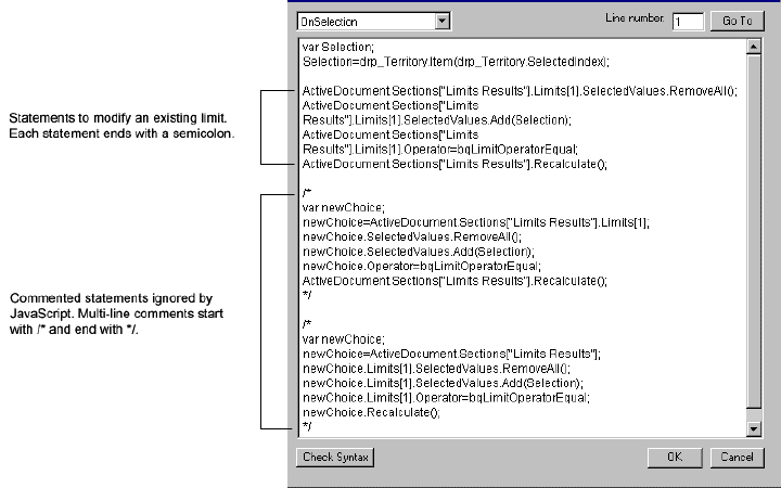 Image shows script in the Script Editor.