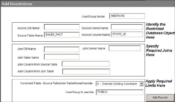 Image shows overriding constraint on User Group.