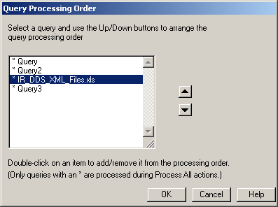 Image shows Query Processing Order dialog box.