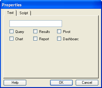 Image shows the Text tab of the Customize dialog box.
