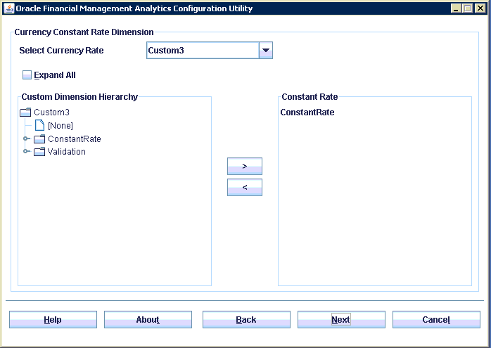 Select a custom dimension that has the currency rate that you want to use, and select the dimension members to which it should apply.