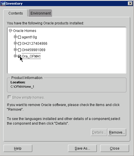 View the Oracle products that are currently installed.