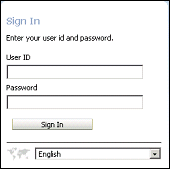 Enter the User ID and Password, then select the language in which you want to view the dashboards.