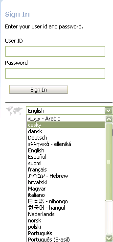 Select one of the supported languages in which to view the application.
