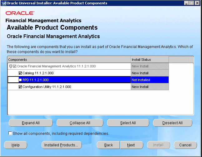 Select the components that you want to install.