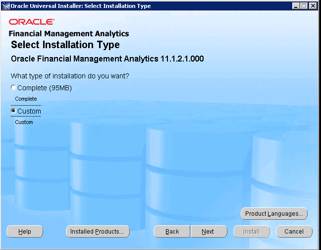 Select Custom as the type installation you want to perform.