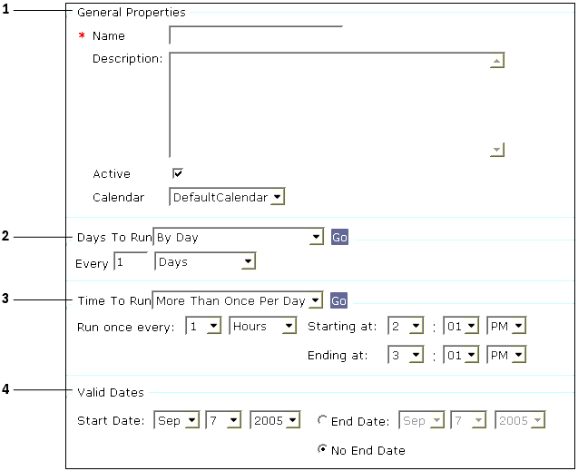 The image shows the JSP details for the create recurring event page.