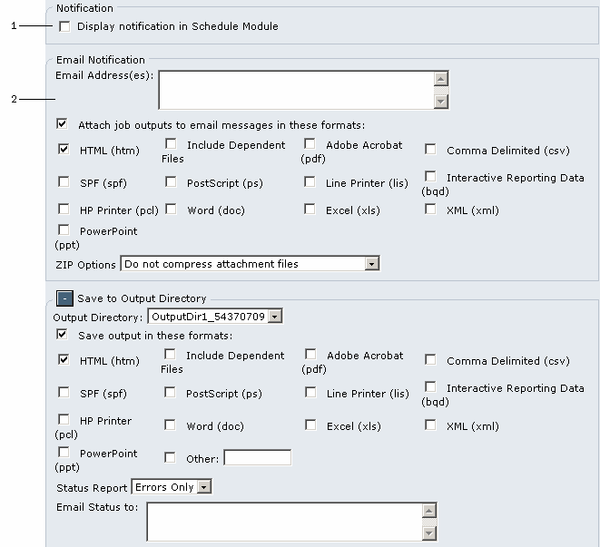 The image shows JSP details for Notification page.