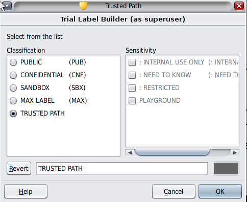 image:Graphic shows the Trusted Path label being selected.