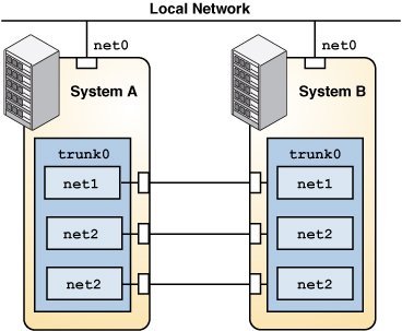 image:The figure shows back-to-back trunk aggregation configuration.
