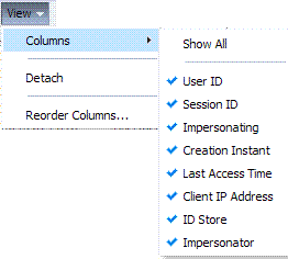 Session Management Page View Menu