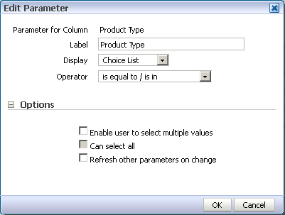 Editing parameters