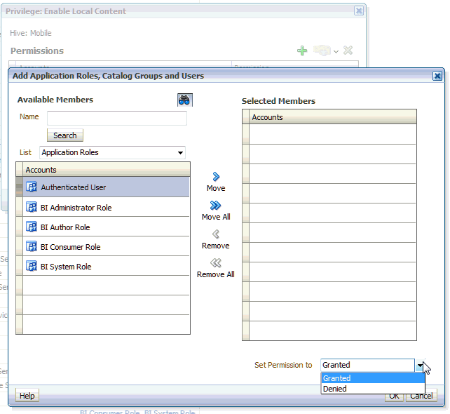 Disabling local content in Oracle BI EE