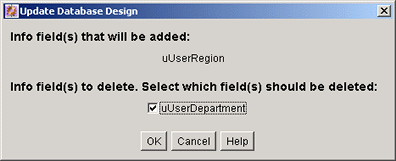 Surrounding text describes Update Database Design screen.