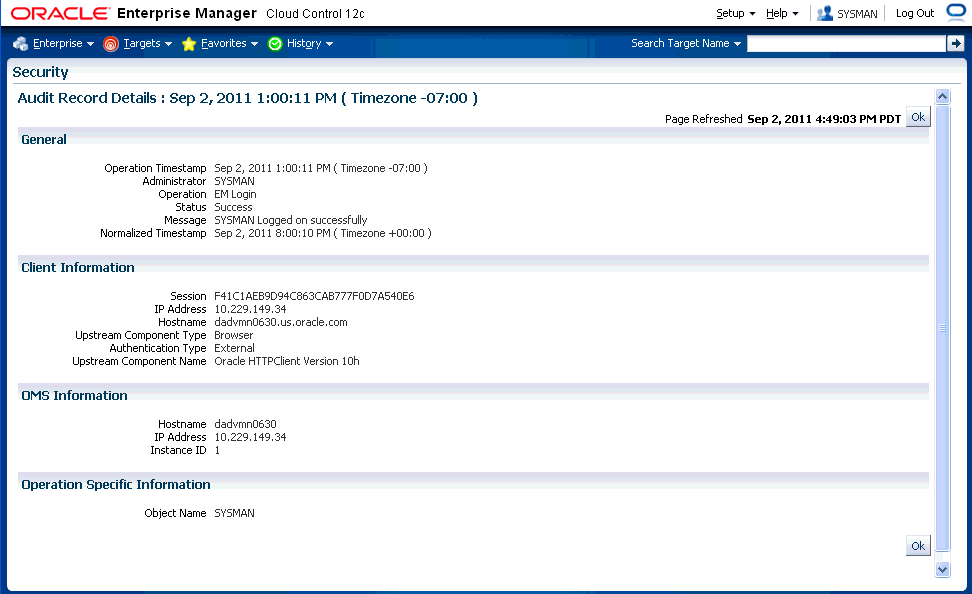 Audit Record Details Page