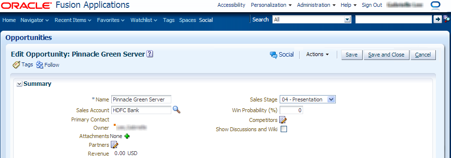 Example Showing the Social Link in an ApplicationsPanel