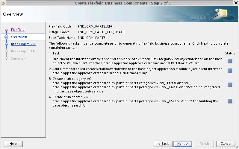 Create Flexfield Components Overview Page