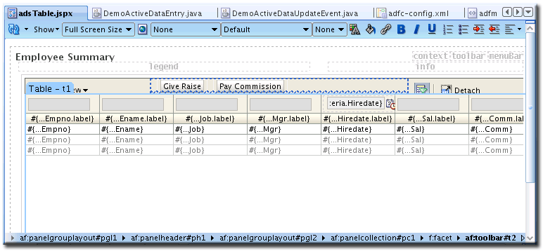 Dynamically updated table as described in surrounding text.
