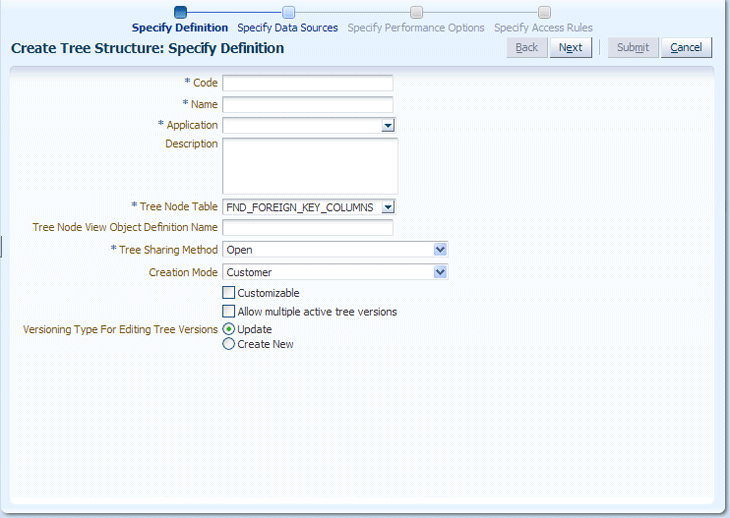 Create Tree Structure: Specify Definition Page (2)