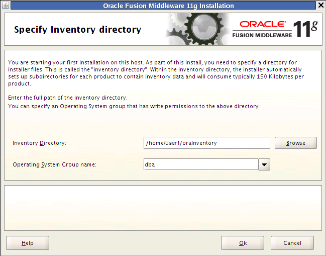 Specify Inventory Directory (UNIX Only): Described in surrounding text.