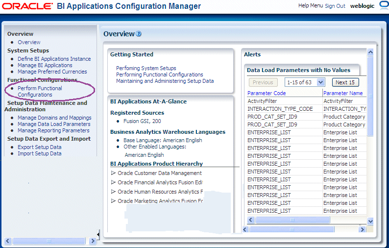 Application configuration. Оракл bi. Oracle Business Intelligence. Oracle configuration Manager. Oracle bi Administration Tool.