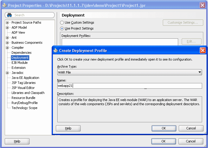 create deployment profile