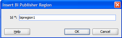 BI Publisher Region dialog