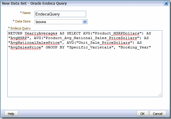 Sample Endeca query data set